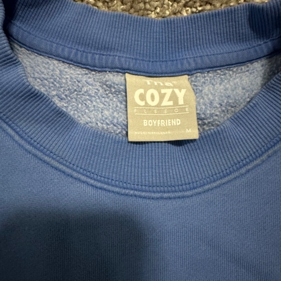 Aritzia TNA Jazz Blue Cozy Fleece Sweatfleece Boyfriend Crewneck Sweatshirt - Picture 2 of 6